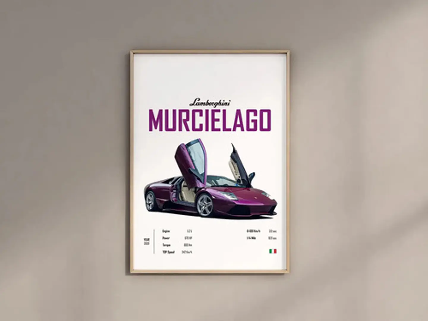 Cuadro Auto Lamborghini Murcielago Deportivo + Marco Negro 1