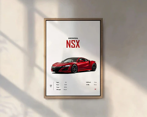 Cuadro Auto Acura Nsx   Deportivo + Marco Negro