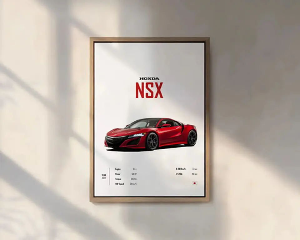 Cuadro Auto Acura Nsx   Deportivo + Marco Negro 1