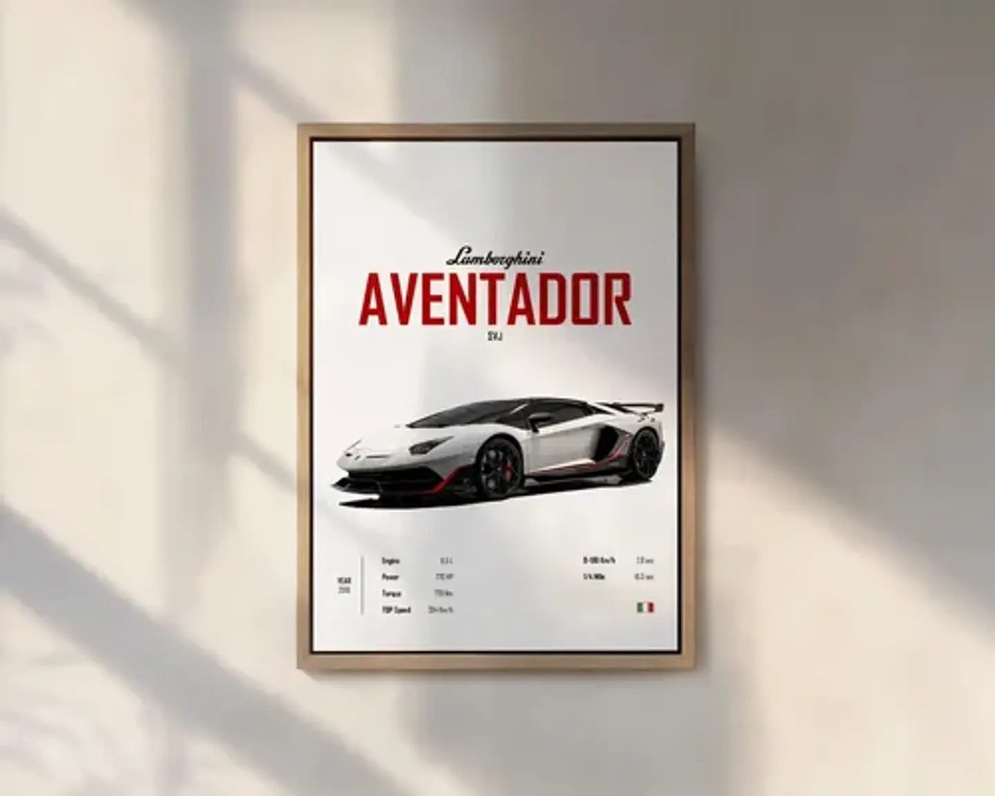 Cuadro Auto Lambo Aventador Svj  Deportivo + Marco Negro 1