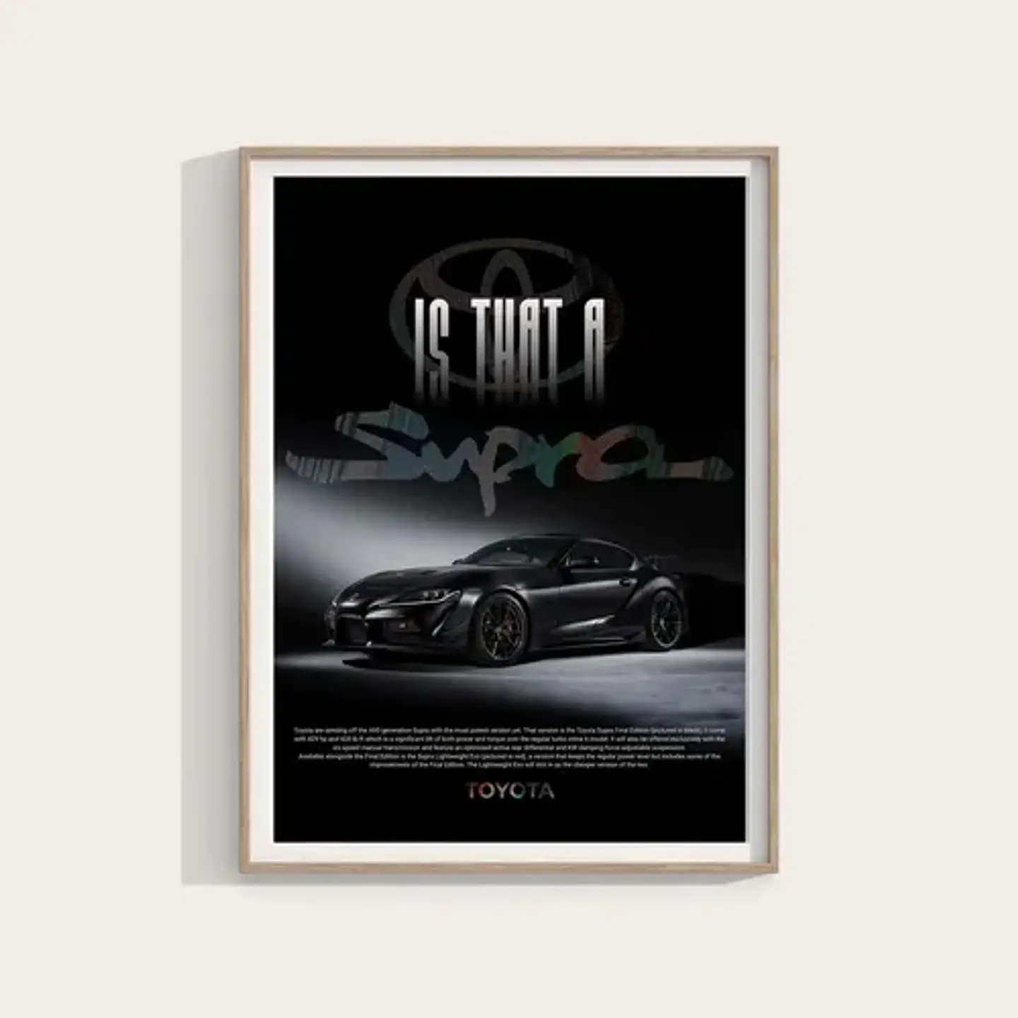 Cuadro Toyota Supra Jdm Negro Especial Deportivo + Marco 1