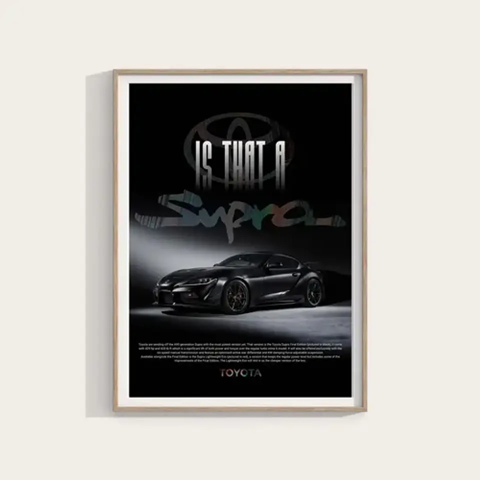 Cuadro Toyota Supra Jdm Negro Especial Deportivo + Marco 1
