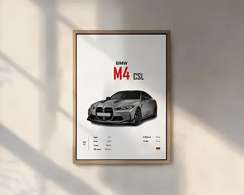 Cuadro Auto Bmw M4 Csl Deportivo + Marco Negro