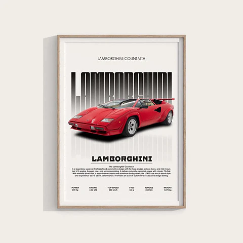 Cuadro Auto Lamborghini Countach Deportivo + Marco