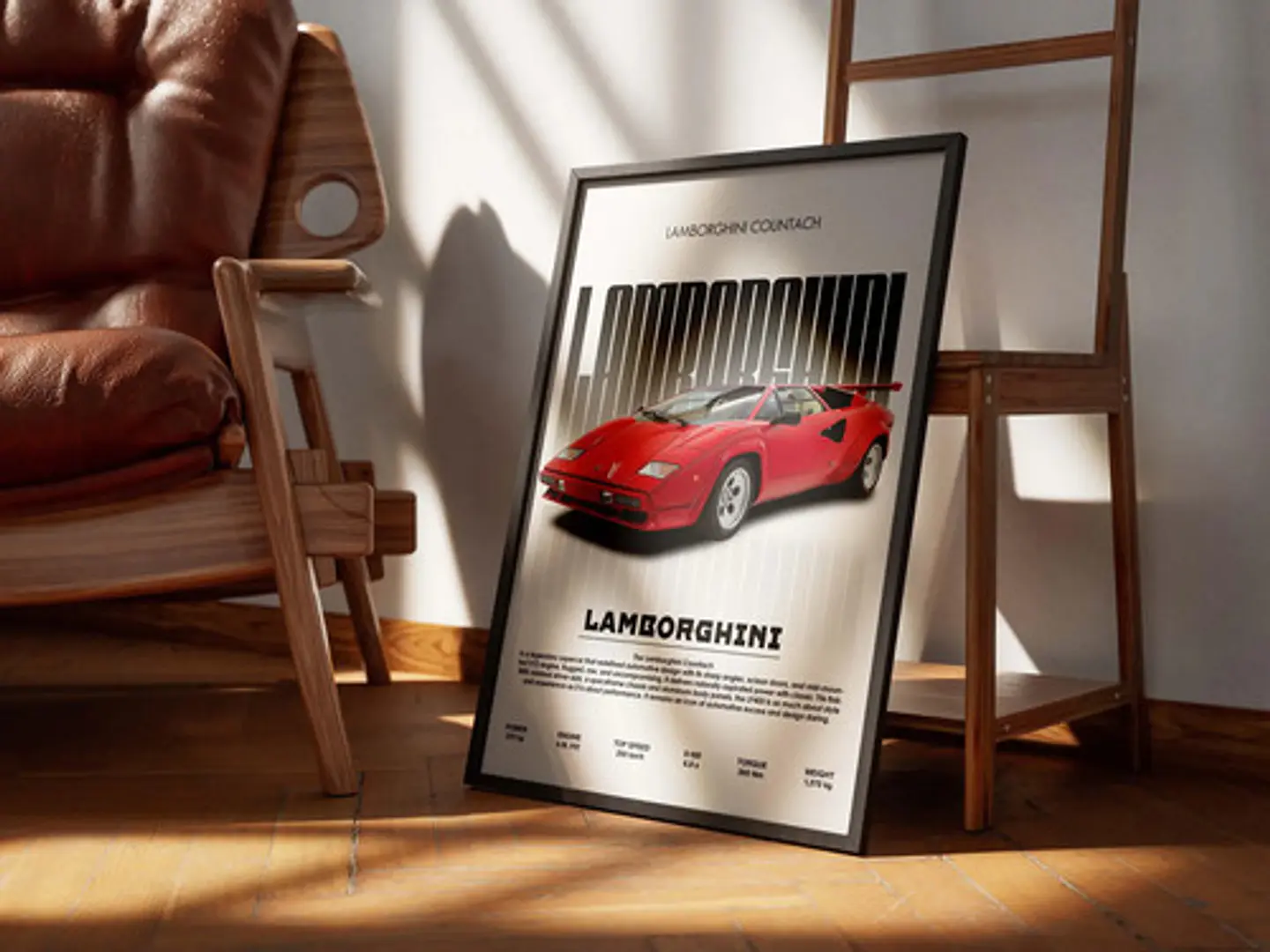 Cuadro Auto Lamborghini Countach Deportivo + Marco 3