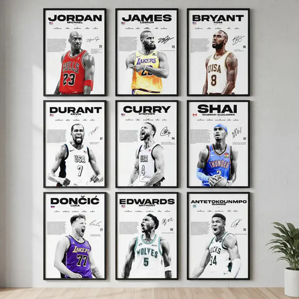 10 Cuadros De Básquetbol Leyendas Baloncesto Nba Basket 1