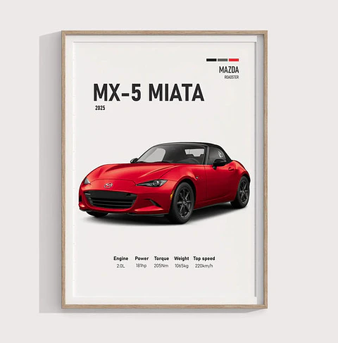 Cuadro Auto Mazda Mx-5 Miata Deportivo + Marco