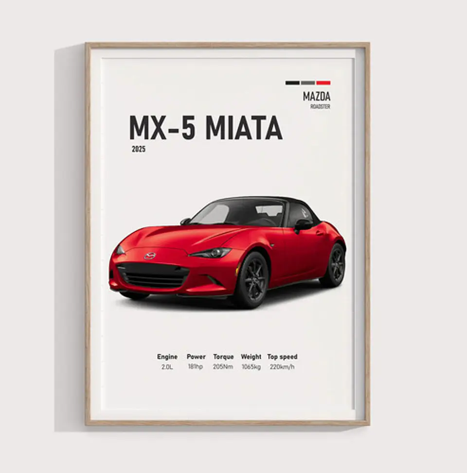 Cuadro Auto Mazda Mx-5 Miata Deportivo + Marco 2