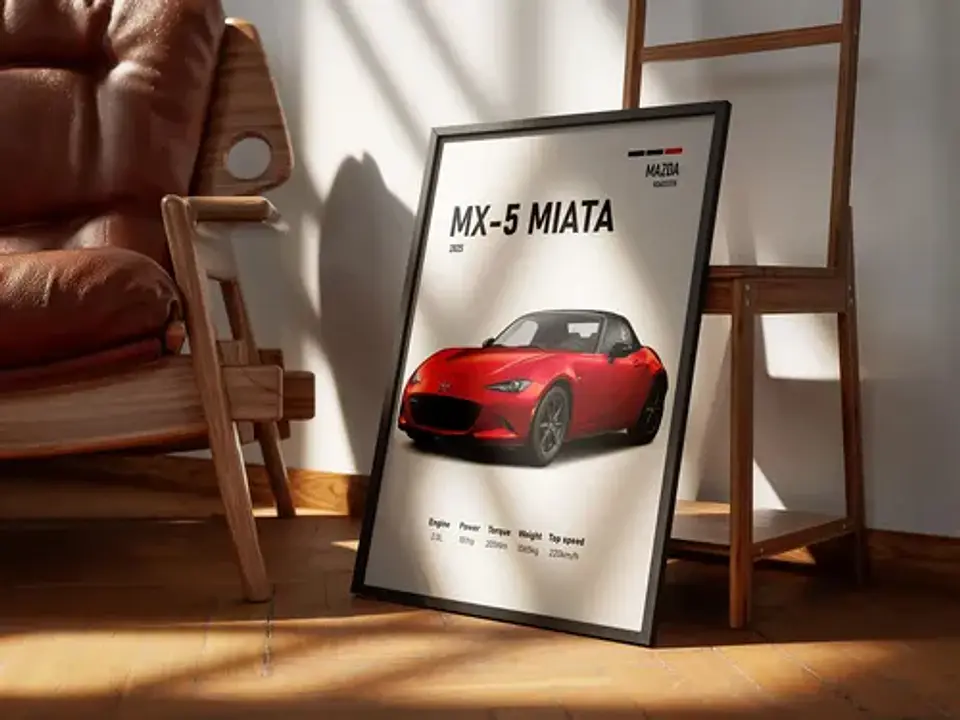 Cuadro Auto Mazda Mx-5 Miata Deportivo + Marco 3