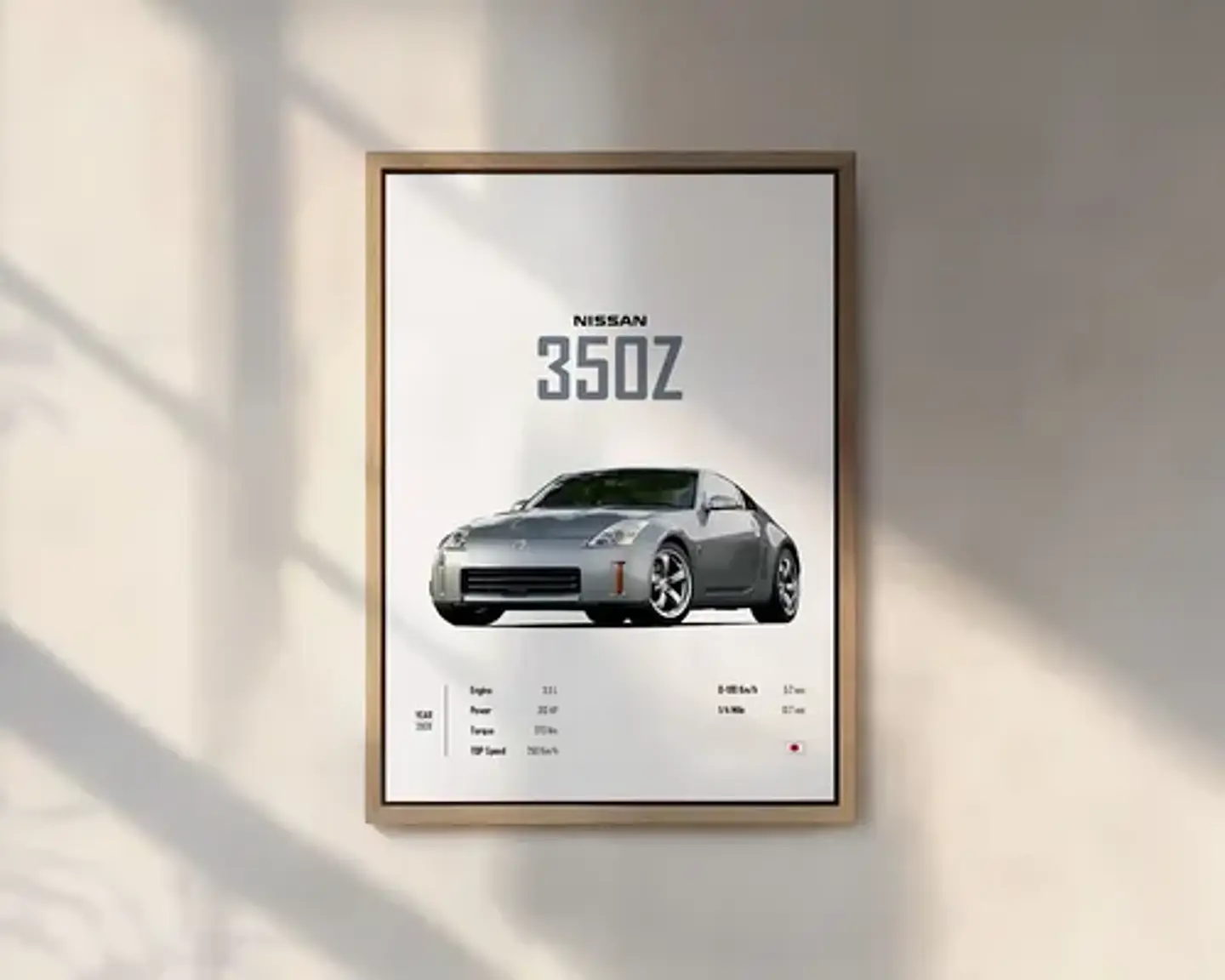 Cuadro Auto Nissan 350z Nismo Deportivo + Marco Negro 1