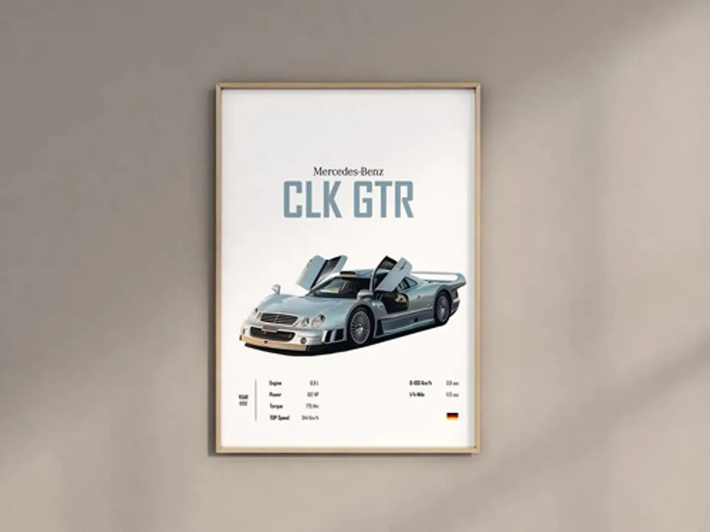 Cuadro Auto Mercedes Clk Gtr Deportivo + Marco Negro 1