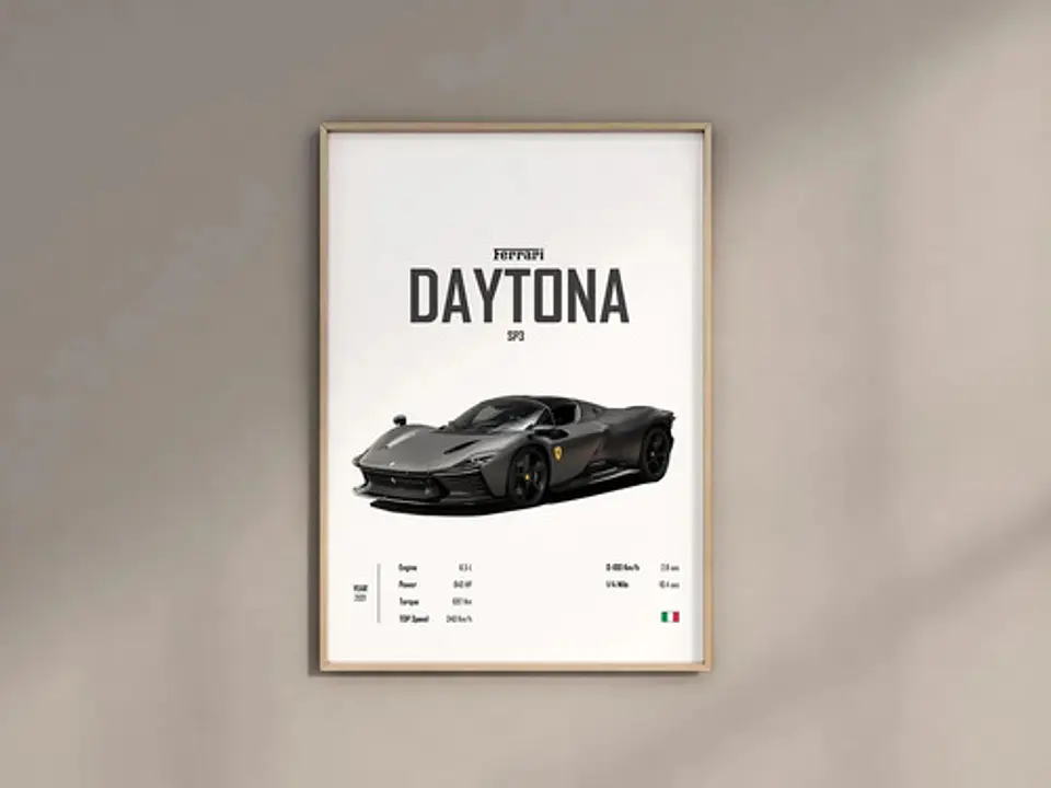 Cuadro Auto Ferrari Daytona Sp3 Deportivo + Marco Negro 1