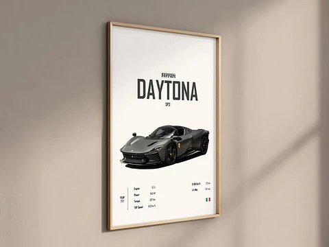 Cuadro Auto Ferrari Daytona Sp3 Deportivo + Marco Negro