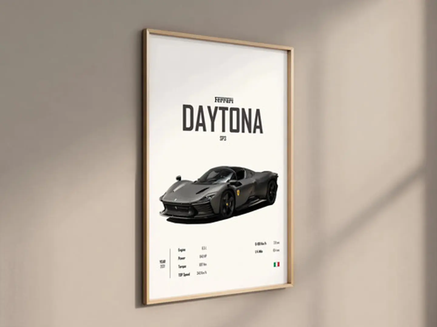 Cuadro Auto Ferrari Daytona Sp3 Deportivo + Marco Negro 2