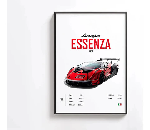 Cuadro Lamborghini Essenza Scv12 Deportivo + Marco Negro