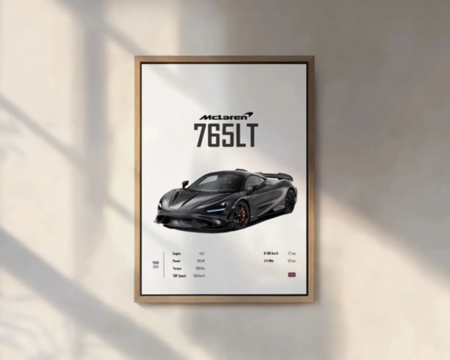 Cuadro Auto Mclaren 765lt Deportivo + Marco Negro 1