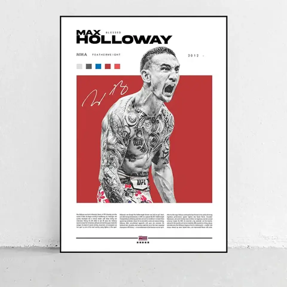 Cuadro Max Holloway Peleador Artes Marciales Ufc + Marco 1