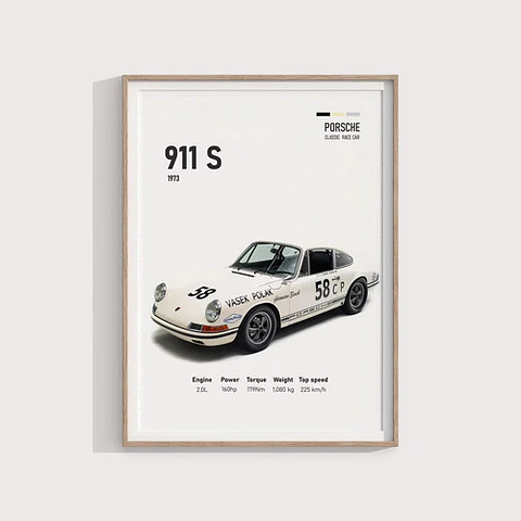 Cuadro Auto 1968 Porsche 911 S Deportivo + Marco