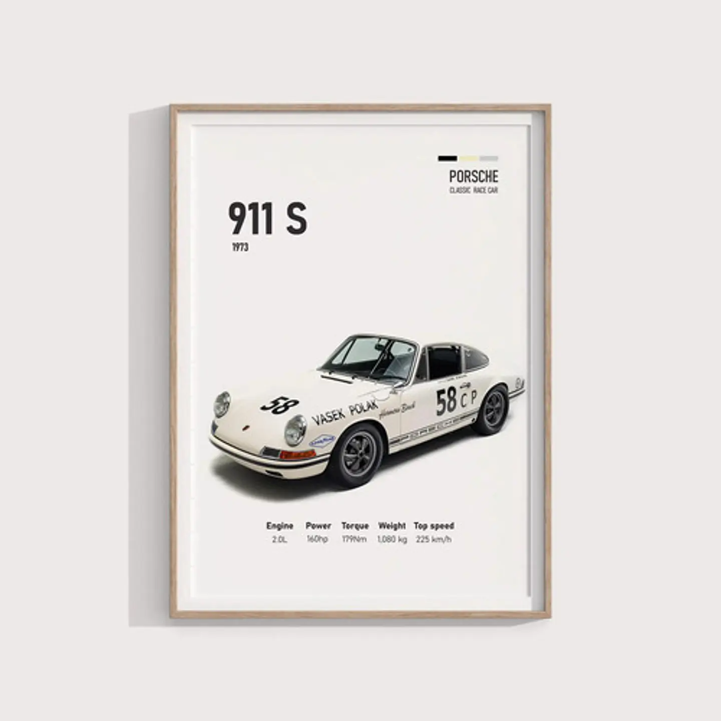 Cuadro Auto 1968 Porsche 911 S Deportivo + Marco 2