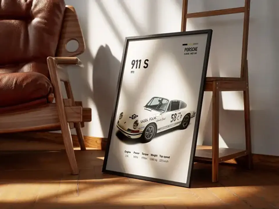 Cuadro Auto 1968 Porsche 911 S Deportivo + Marco 3