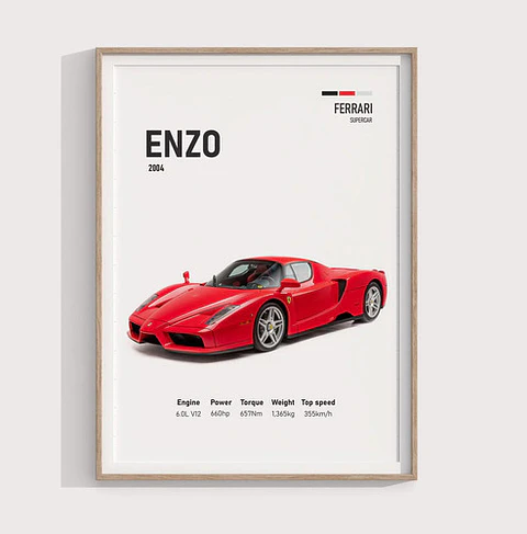 Cuadro Auto Ferrari Enzo Deportivo + Marco