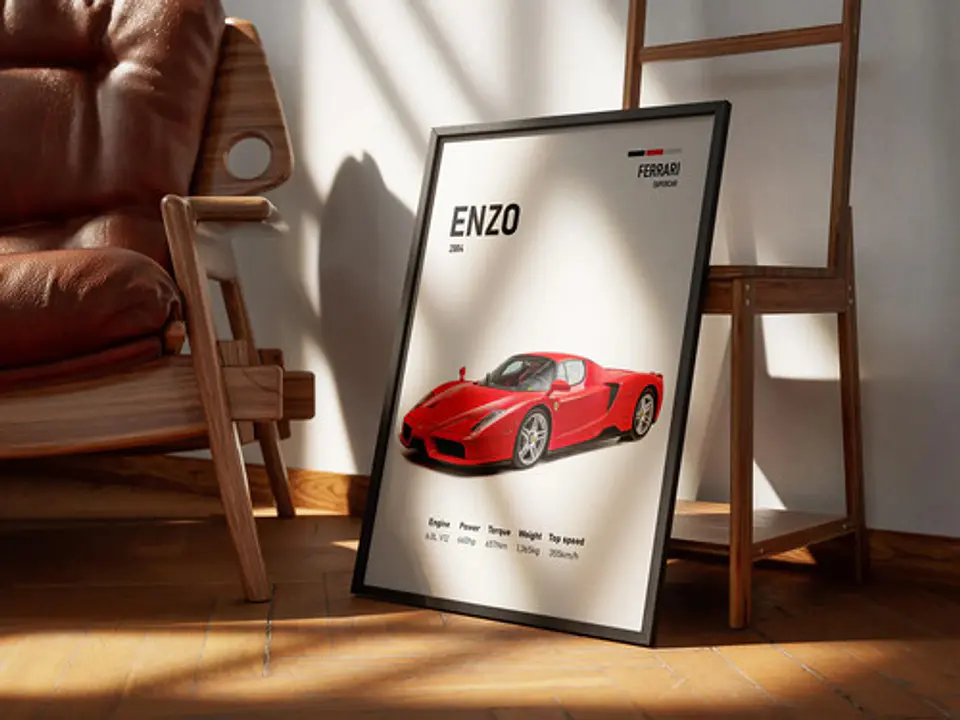 Cuadro Auto Ferrari Enzo Deportivo + Marco 3