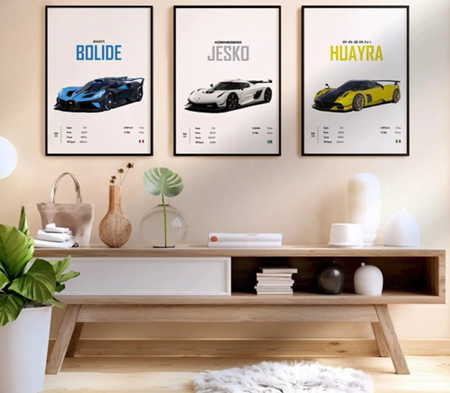 Cuadro Pagani Imola, Zonda, Bulide Y Huayra + Marco Negro 1