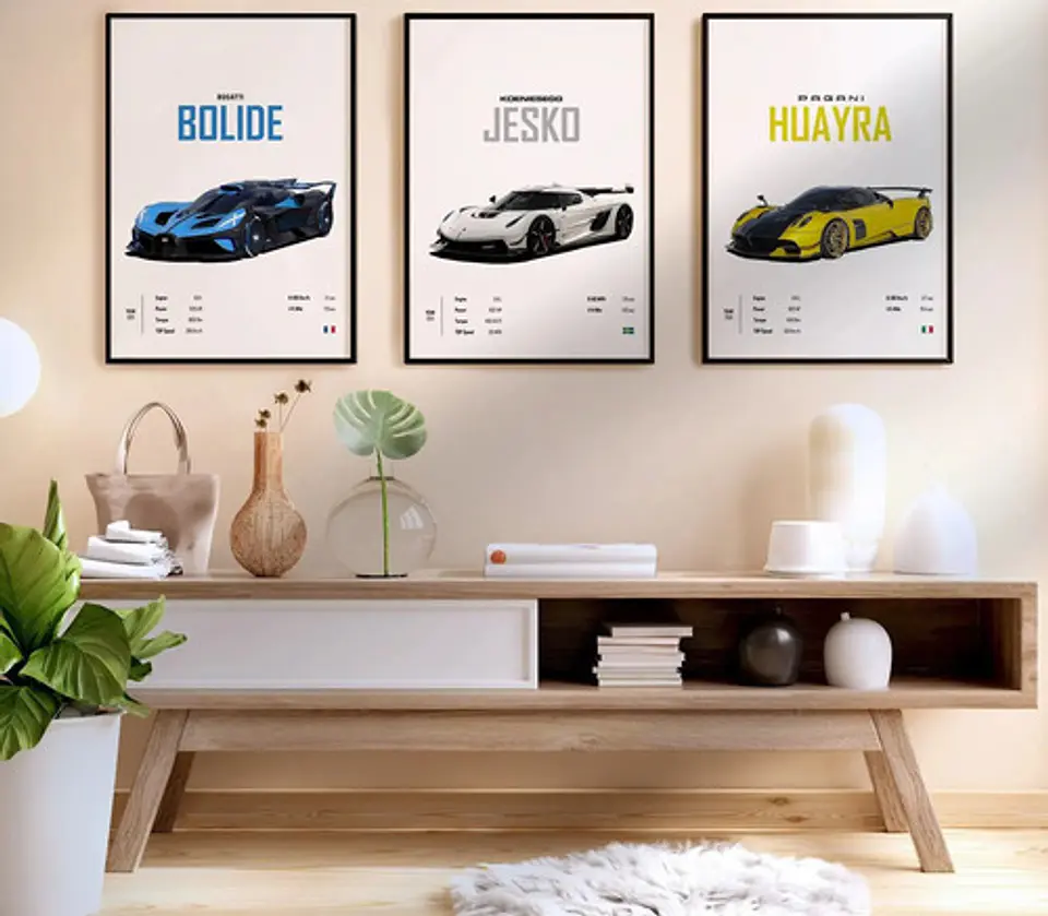 Cuadro Pagani Imola, Zonda, Bulide Y Huayra + Marco Negro 1