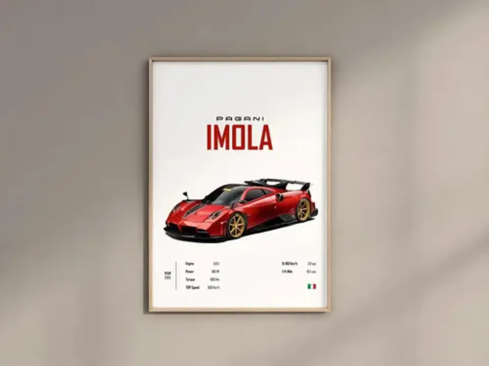 Cuadro Pagani Imola, Zonda, Bulide Y Huayra + Marco Negro 4
