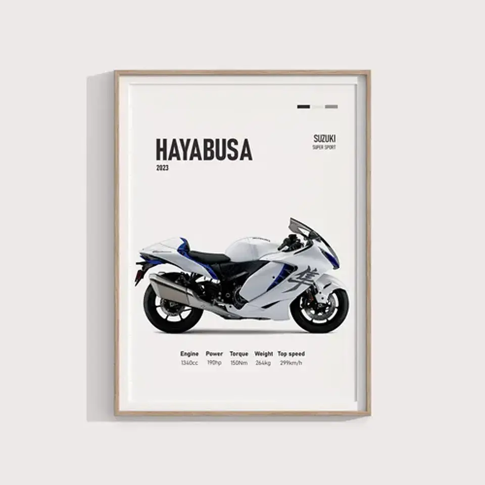 Cuadro Moto Suzuki Hayabusa Gsx1300r Deportivo + Marco 3