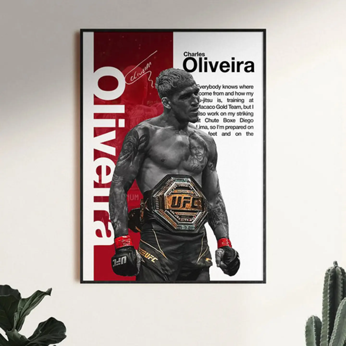 6 Cuadros De Peleador Charles Oliveira Ufc Jiu-jitsu + Marco 1