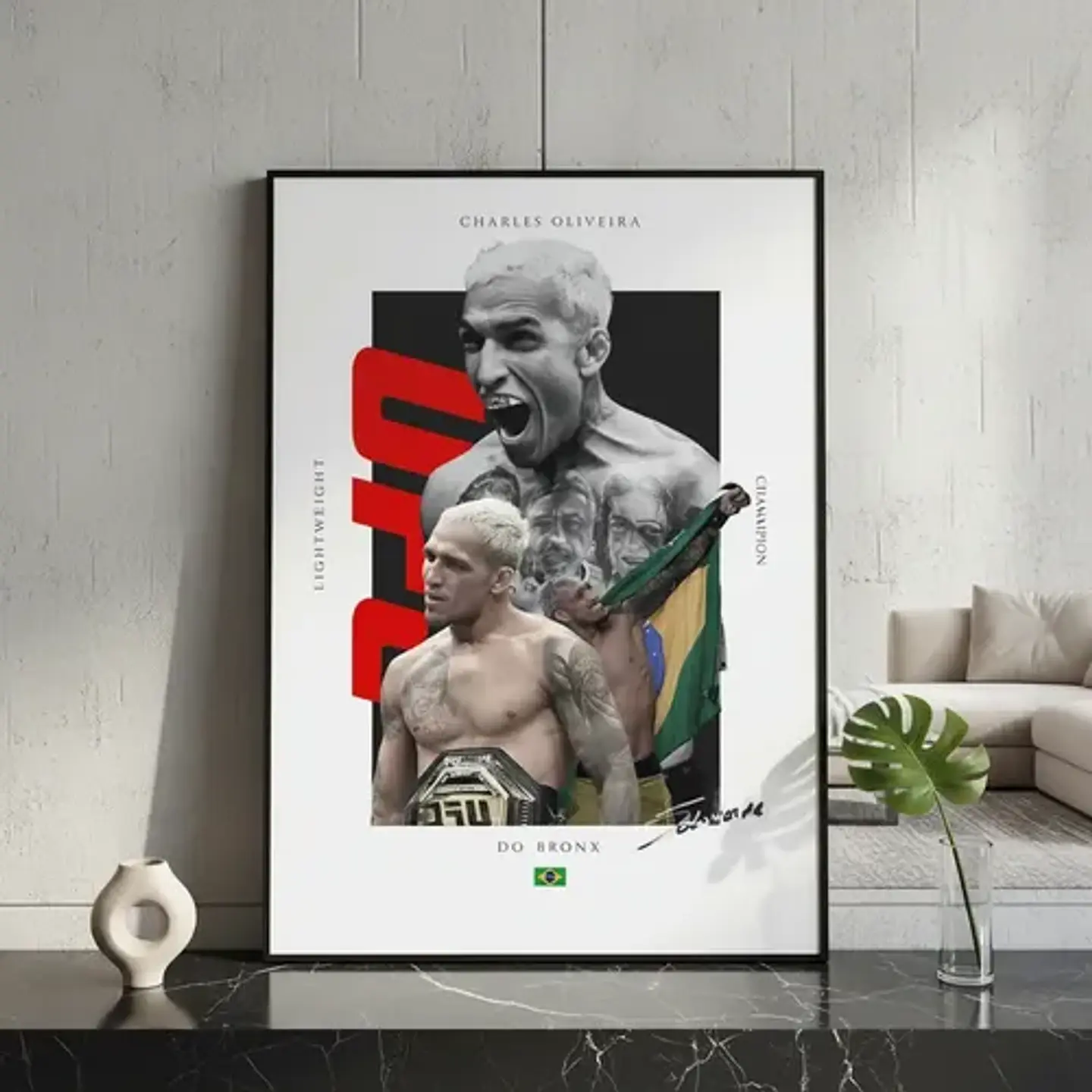 6 Cuadros De Peleador Charles Oliveira Ufc Jiu-jitsu + Marco 4