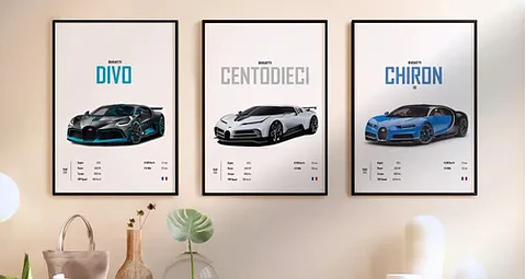 Cuadro Bugatti Chiron, Veyron, La Voiture Noire Y Divo