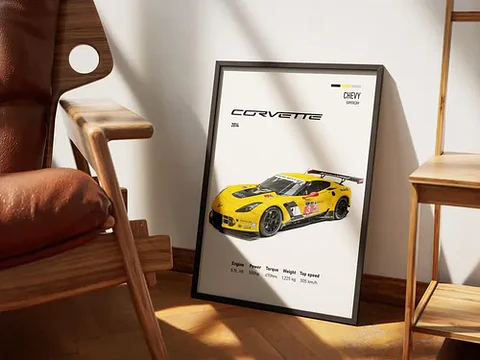 Cuadro Auto 2014 Chevy Corvette C7-r  Deportivo + Marco