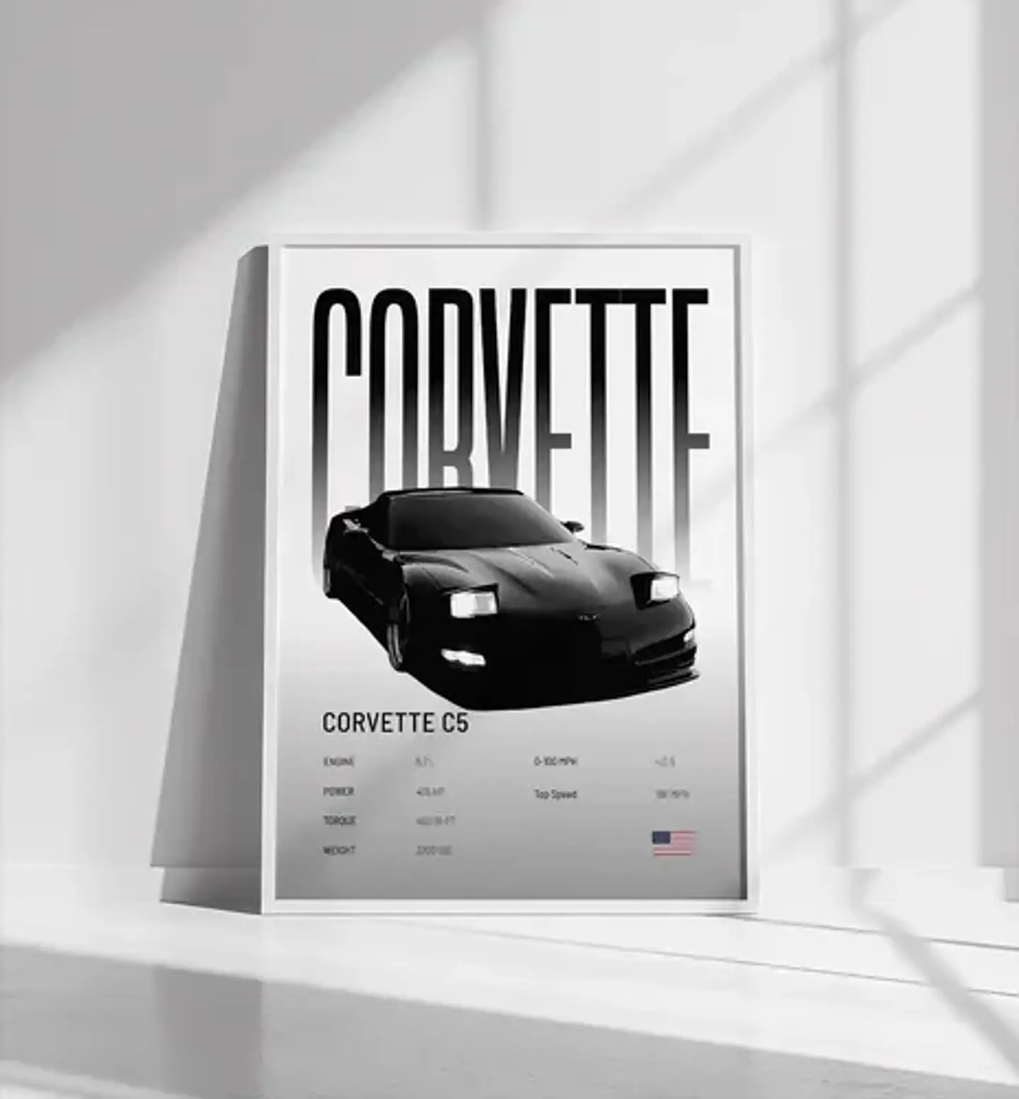 6 Cuadros De Auto Chevrolet Corvette C5 Deportivo + Marco 5