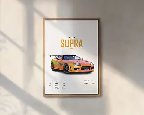 Cuadro Toyota Supra Mk4 De Rápido Y Furioso + Marco Negro