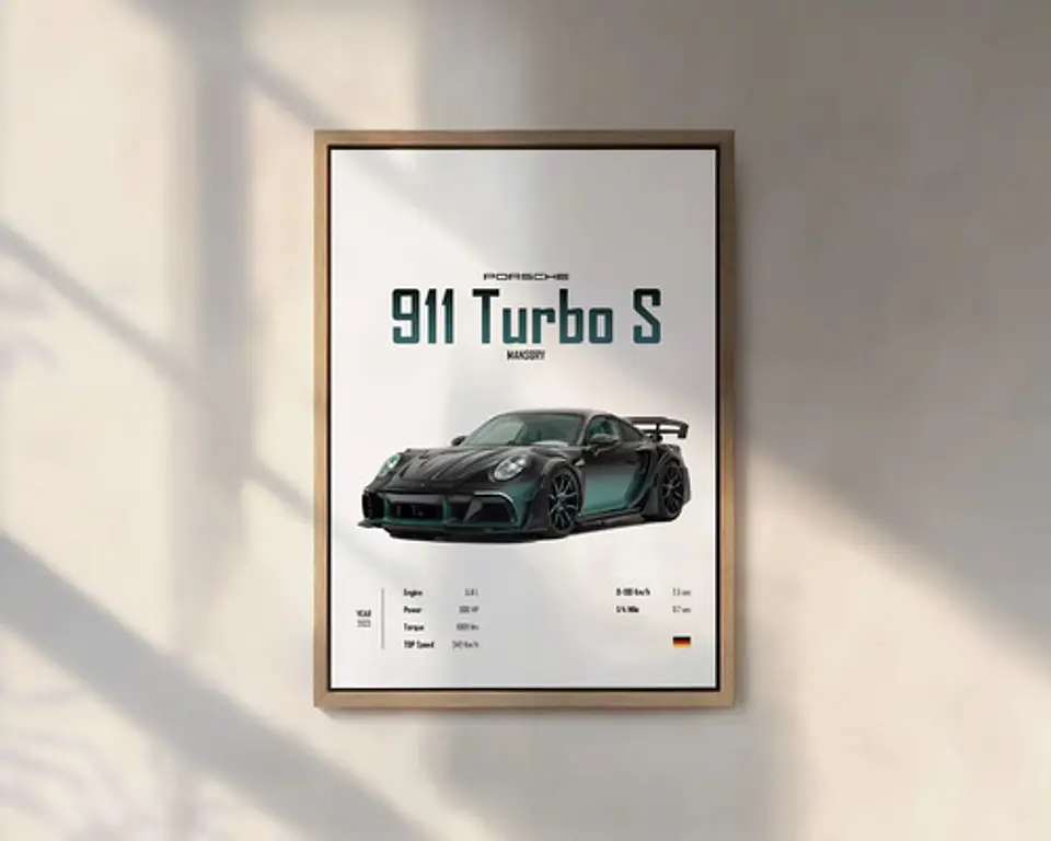 Cuadro Porsche 911 Turbo S Mansory Deportivo + Marco Negro 1
