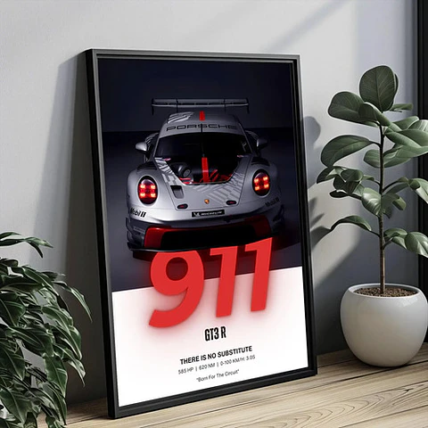 Cuadro Porsche 911 Gt3 R Deportivo Especial M + Marco Negro