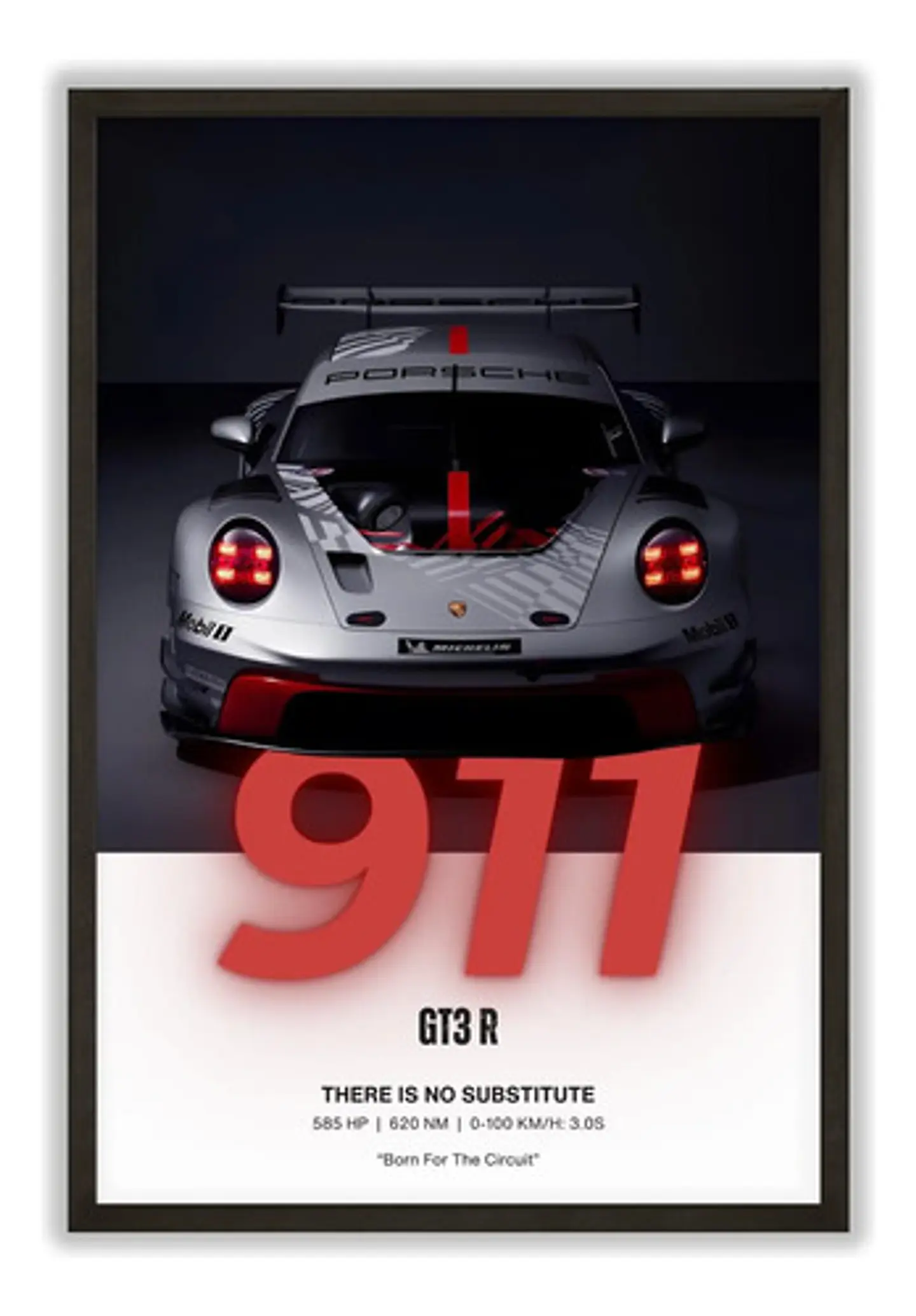 Cuadro Porsche 911 Gt3 R Deportivo Especial M + Marco Negro 2