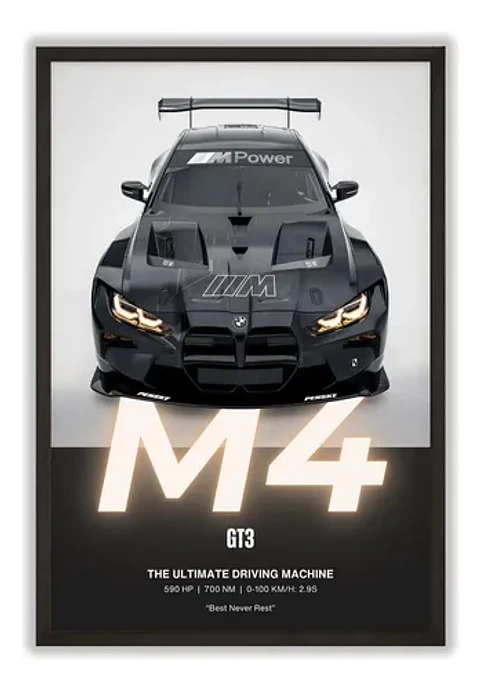 Cuadro Bmw M4 Gt3 Evo Deportivo + Marco Negro