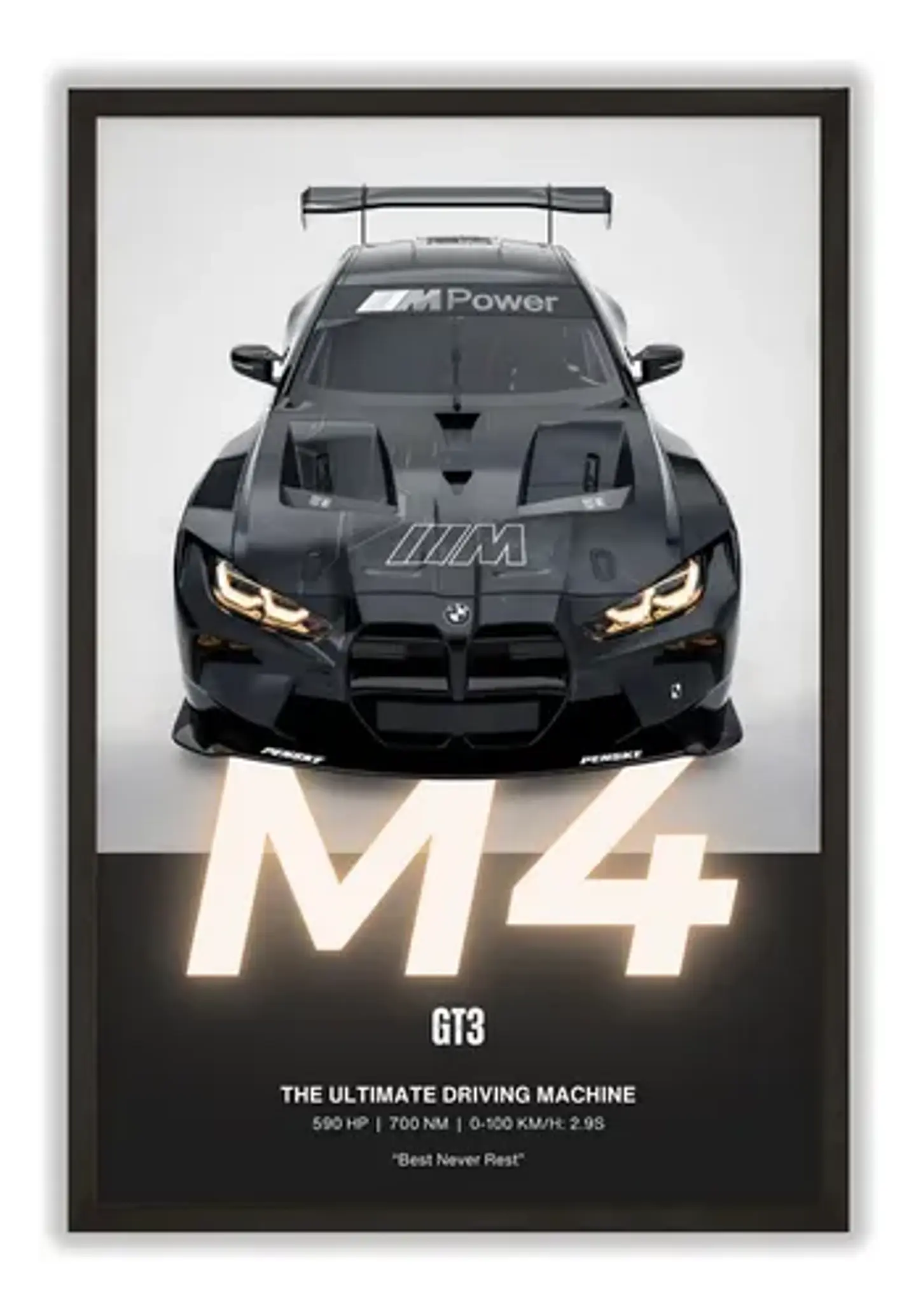 Cuadro Bmw M4 Gt3 Evo Deportivo + Marco Negro 2