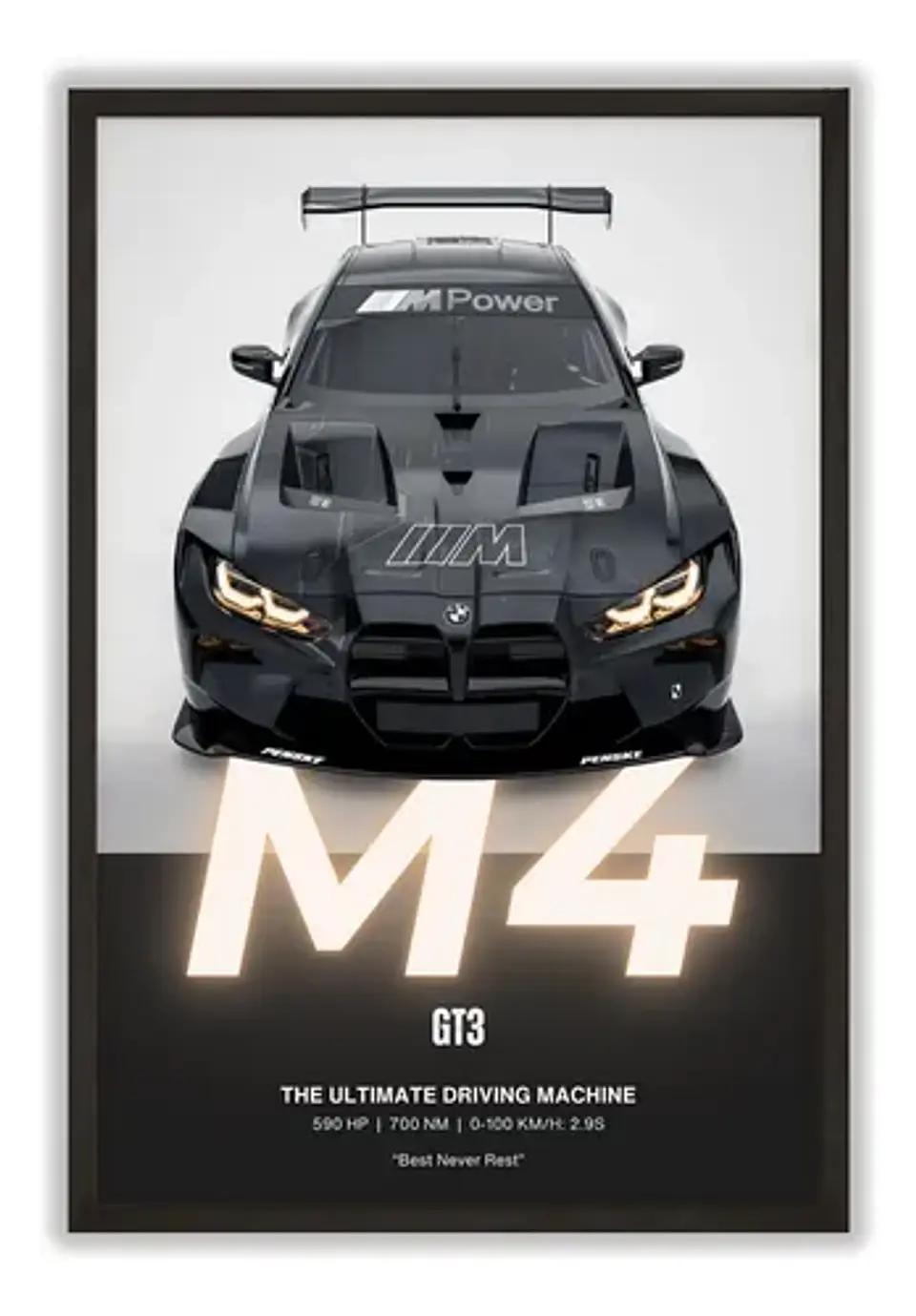 Cuadro Bmw M4 Gt3 Evo Deportivo + Marco Negro 2