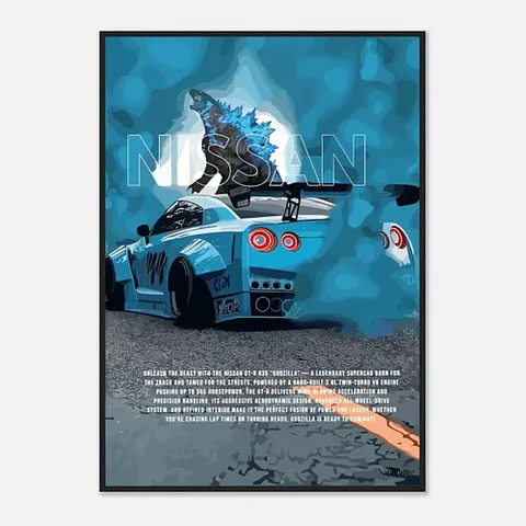 Cuadro Auto Nissan Gt-r R35 Godzilla Jdm Deportivo + Marco