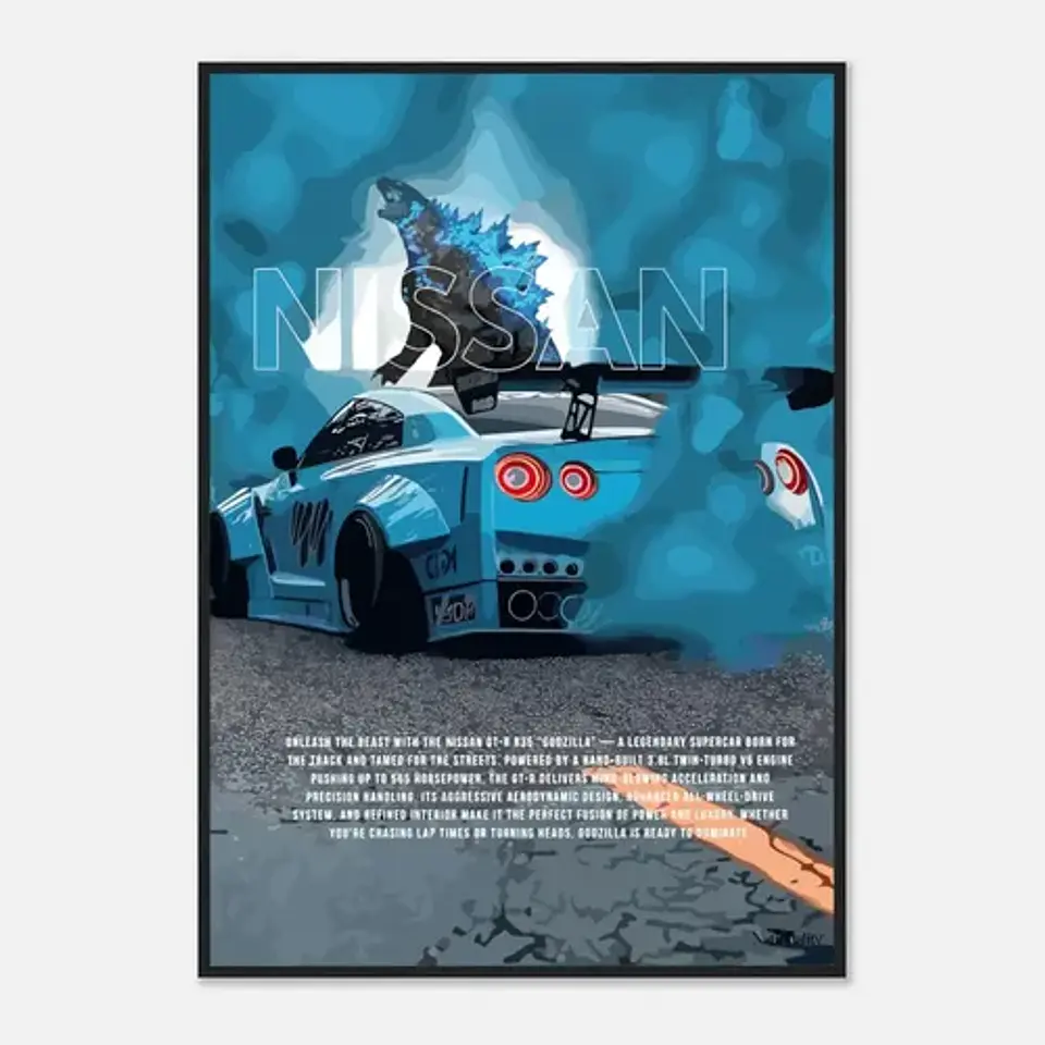 Cuadro Auto Nissan Gt-r R35 Godzilla Jdm Deportivo + Marco 2