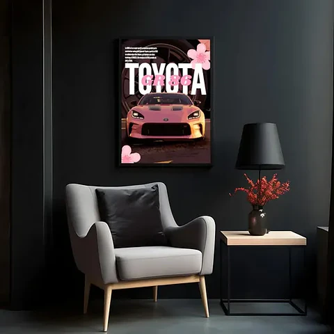 Cuadro Auto Toyota Gr 86 Rosa Deportivo + Marco