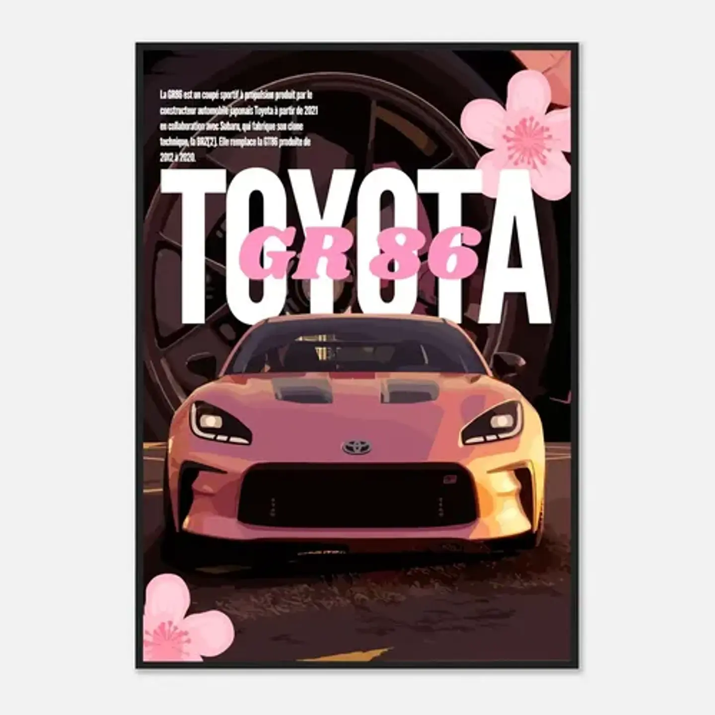 Cuadro Auto Toyota Gr 86 Rosa Deportivo + Marco 2