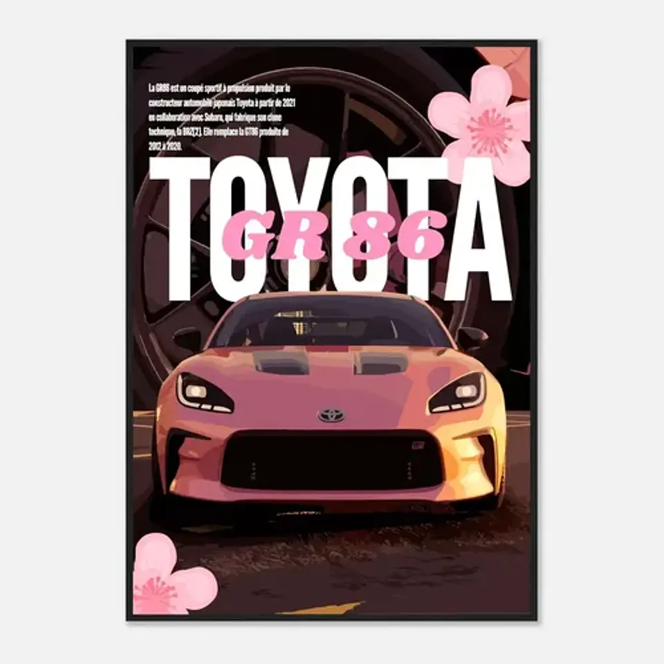 Cuadro Auto Toyota Gr 86 Rosa Deportivo + Marco 2