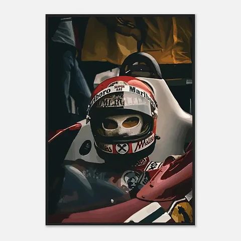 Cuadro Niki Lauda En Auto F1 Accidente Deportivo + Marco