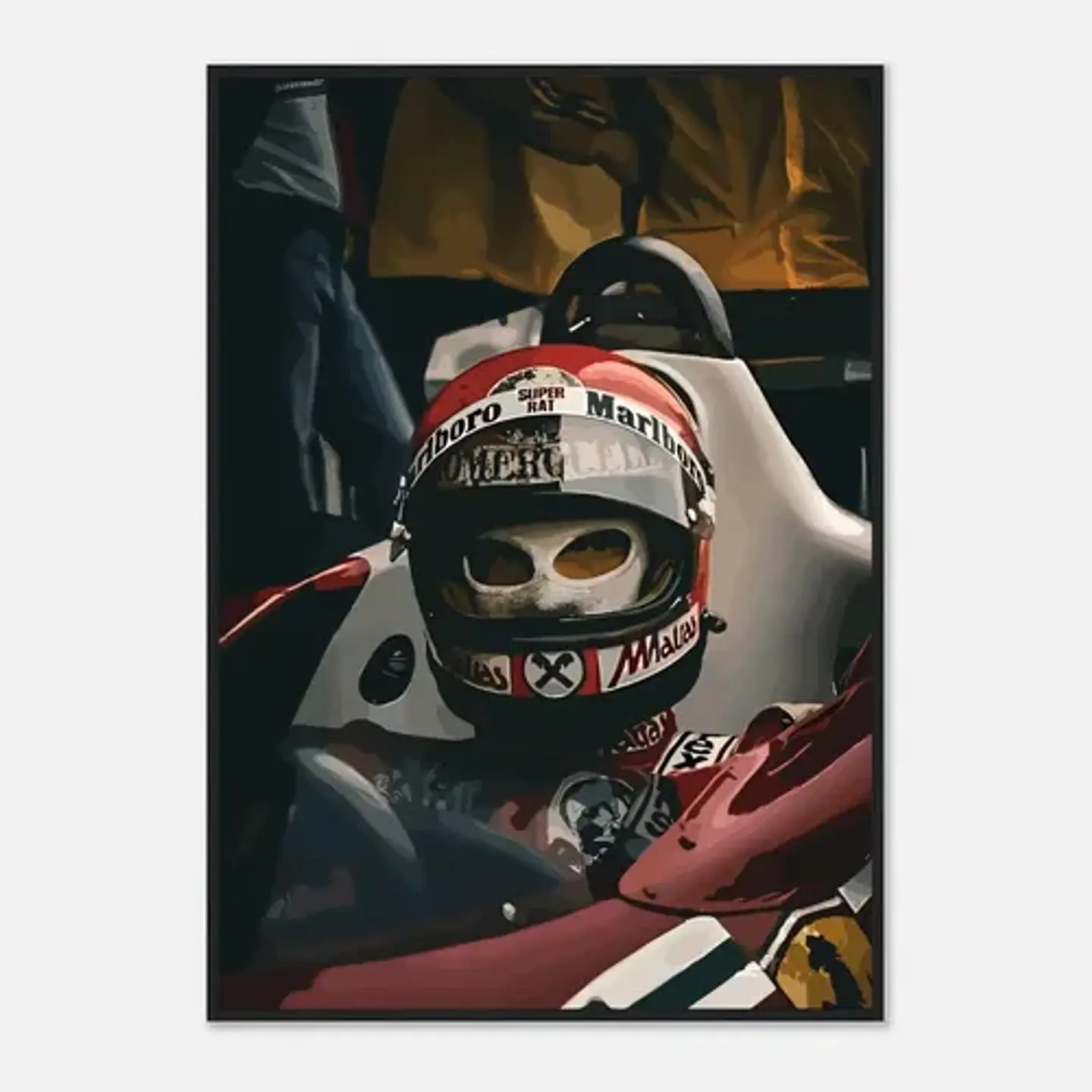 Cuadro Niki Lauda En Auto F1 Accidente Deportivo + Marco 2