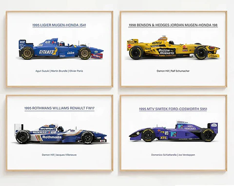 8 Cuadros Auto F1 Leyendas Fórmula 1 Especial + Marco Negro